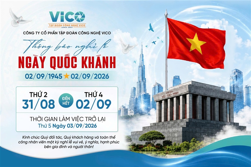 VicoGroup thông báo lịch nghỉ lễ Quốc khánh 02/09/2026