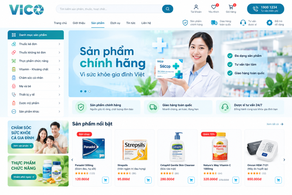 Thiết kế website bán thuốc