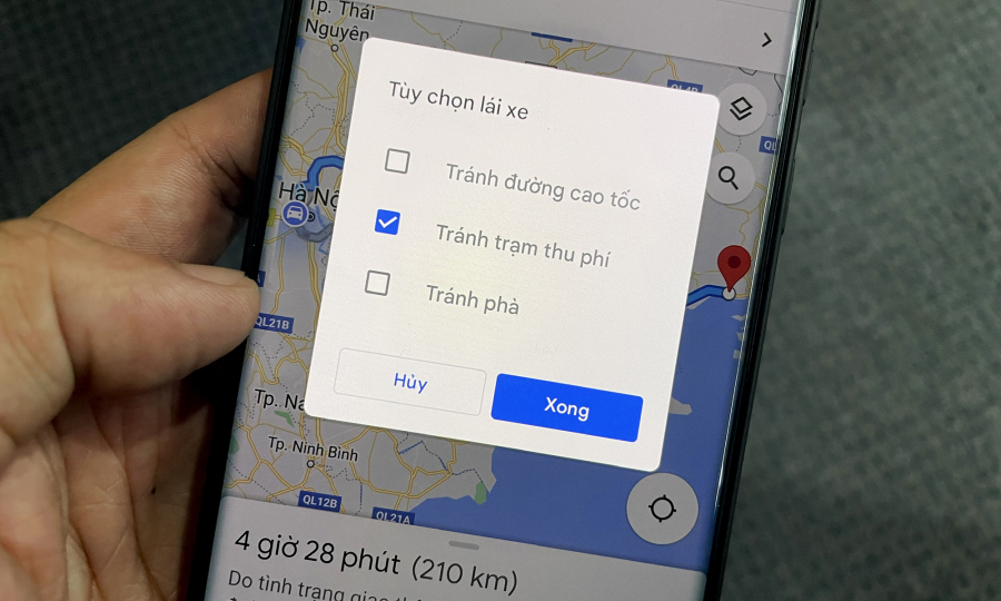 Google Maps có thể tính chi phí cả trạm thu phí trên hành trình