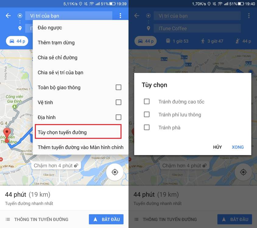 Google Maps có thể tính chi phí cả trạm thu phí trên hành trình